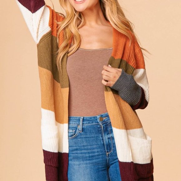 Fall Colorblock Sweater Cardigan - Picture 4 of 4